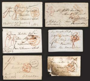 FROM SLAVE-OWNERS IN GRENADA TO POLICE MAGISTRATE IN HOBART - Letters to William Tarleton, 1839 to 1847: A recently discovered group of six outer covers and entries, addressed to William Tarleton from various family members and associates: