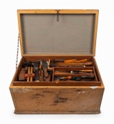 An impressive antique tool trunk with a handsome selection of antique cabinet maker's hand tools, 19th/20th century,&nbsp;