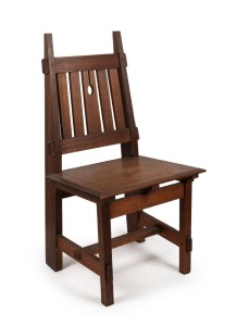 An unusual Australian Arts & Crafts chair in Tasmanian oak, early 20th century, 97cm high