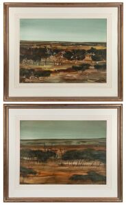 NOEL TEASDALE (1941 - ), I.) (untitled landscape I), II.) (untitled landscape II), watercolours, signed lower right "Teasdale, '81", 54 x 71cm, 82 x 98cm each overall