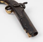 An antique English percussion cap pistol with "TOWER PROOF" stamp and crown mark, 6" barrel, .69 calibre, circa 1837, 32cm long - 5