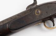 An antique English percussion cap pistol with "TOWER PROOF" stamp and crown mark, 6" barrel, .69 calibre, circa 1837, 32cm long - 6