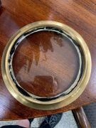 CHELSEA CLOCK CO. U.S. NAVY vintage brass bulkhead clock with Arabic numerals and marked "Chelsea Clock Co, Boston, U.S. Navy, Ser. No. 13032, 1940", 19cm diameter - 2