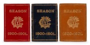 Melbourne Cricket Club: Proposed 1900-1901 Season's Membership Cards in deep red, navy blue and brown leather, with printed reverses, by Mason, Firth & McCutcheon, Printers, who had produced similar rectangular cards in the previous years. (3 items). Not 