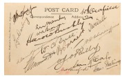 THE AUSTRALIAN CRICKET TEAM in ENGLAND, 1934 Two official team postcards, one signed in ink on the back by sixteen team members including Bromley, Bradman, Woodfull, McCabe, Ponsford, Darling, Oldfield and O'Reilly. (2 items). - 2