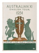 THE AUSTRALIAN CRICKET TEAM in ENGLAND, 1934 "AUSTRALIAN XI ENGLISH TOUR 1934" Orient Line souvenir programme and fixture list (with cover artwork by Walter Jardine) featuring individual photographs of the Australian team, each signed individually in pen.