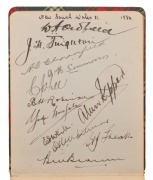 ERNIE BROMLEY'S AUTOGRAPH BOOK A small, tartan covered autograph book, signed by Bromley to the front page and subsequently by many famous cricketers of his day: noted the New South Wales XI of 1934&nbsp; (Oldfield, Fingleton, Chipperfield, Kippax, Brown, Hill