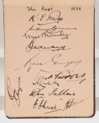 ERNIE BROMLEY'S AUTOGRAPH BOOK A small, tartan covered autograph book, signed by Bromley to the front page and subsequently by many famous cricketers of his day: noted the New South Wales XI of 1934&nbsp; (Oldfield, Fingleton, Chipperfield, Kippax, Brown, Hill - 5