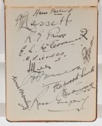 ERNIE BROMLEY'S AUTOGRAPH BOOK A small, tartan covered autograph book, signed by Bromley to the front page and subsequently by many famous cricketers of his day: noted the New South Wales XI of 1934&nbsp; (Oldfield, Fingleton, Chipperfield, Kippax, Brown, Hill - 6