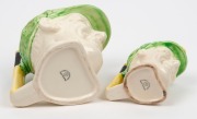 DON BRADMAN&nbsp;graduated pair of Japanese porcelain character jugs, by Marutomo, black factory mark to base, 15cm and 10cm high - 5