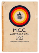 THE BODYLINE SERIES: "M.C.C. AUSTRALASIAN TOUR 1932-3" Orient Line itinerary and English Team souvenir brochure, with details of the team members and their photographs, fully signed by all 18 members of the touring party including Bowes, for whom a page h