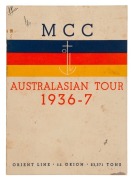 "M.C.C. AUSTRALASIAN TOUR 1936-7" Orient Line itinerary and English Team souvenir brochure, with details of the English team members and their photographs, fully signed by all 18 members of the touring party including Allen, Ames, Duckworth, Hammond, Leyl