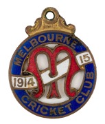 MELBOURNE CRICKET CLUB: Membership fobs for 1910-11, 1911-12, 1912-13, 1913-14, 1914-15 and 1918-19, all in very good condition, (6). - 9