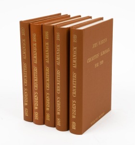 WISDEN'S CRICKETERS' ALMANACKS for 1879, 1885, 1916, 1918 and 1919 Willow's Reprints uniformly bound in lightbrown cloth-covered boards with gilt titles. (5 vols.).