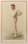 Original Vanity Fair chromo-lithographs featuring Australian cricketers 'The Demon bowler' (Spofforth, 1878) and 'Australian Cricket' (Bonner, 1884); individually mounted, overall 53.5 x 43.5cm (2) - 3