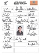 NEW ZEALAND: Five different signed Team sheets for the 2002 ICC Champions Trophy in Sri Lanka; 2002-03 ODIs v India; 2003 World Cup;&nbsp;2004 tour to England (2 different team sheets); plus a signed photograph of Chris Martin.