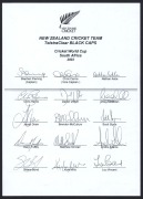 NEW ZEALAND: Five different signed Team sheets for the 2002 ICC Champions Trophy in Sri Lanka; 2002-03 ODIs v India; 2003 World Cup;&nbsp;2004 tour to England (2 different team sheets); plus a signed photograph of Chris Martin. - 2