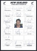 NEW ZEALAND: Five different signed Team sheets for the 2002 ICC Champions Trophy in Sri Lanka; 2002-03 ODIs v India; 2003 World Cup;&nbsp;2004 tour to England (2 different team sheets); plus a signed photograph of Chris Martin. - 3