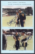 2001-02 Australian Team for the Test Series v New Zealand & South Africa: official team sheet with 12 signatures including Stephen Waugh (captain), Adam Gilchrist, Glenn McGrath & Ricky Ponting; plus 4 individually signed photographs. - 2