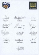 2000 Australian Team for the Super Challenge v South Africa at Colonial Stadium, official team sheet with 13 signatures including Stephen Waugh (captain), Shane Warne, Adam Gilchrist & Glenn McGrath.