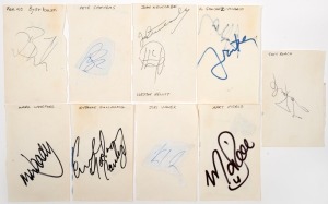 AUTOGRAPHS: Eighteen assorted autographs on loose pages, some cut out and laid down, names include: Evonne Goolagong, Peter Sampras. Tony Roache, John Newcombe, Tom Hasse, Andrew Ilie, Jonas Bjorkman, Jennifer Capriati, Dominique Van Roost,​​​​​​​ Mark Wo