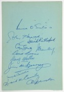 A NEW SOUTH WALES REGIONAL TEAM: circa 1960, autograph page with 11 signatures including Doug Walters, Jim de Courcy, David Evans, Sonny & David de Carvalho and Bruce O'Sullivan.&nbsp;