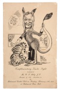 THE AUSTRALIAN XI 1930: Souvenir menu/programme for a "Complimentary Smoke Night tendered to Mr. W.L. Kelly J.P., Manager of 1930 Australian XI by Richmond Cricket Club on Tuesday, February 11th, 1930 at Richmond Town Hall." featuring a cartoon portrait o - 2