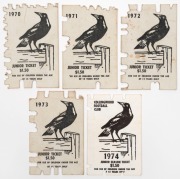 COLLINGWOOD: Junior Membership tickets for 1970 to 1974, (5).