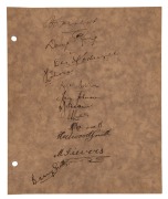 SIR DONALD BRADMAN and others, 1940. A rare series of signatures from the early War years, on three matching sheets: comprising of "Rest of Australia" featuring Bradman, Grimmett, Brown, Ring, Tallon, Hasset and others; "NEW SOUTH WALES" featuring McCabe, - 4