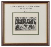 THE AUSTRALIAN TEAM IN ENGLAND 1909: fully signed original postcard of Bollard team photo. Framed & glazed, overall 29 x 31cm.