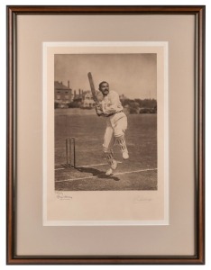RANJITSINHJI: An original print of the photograph by George Beldam, publish by the Swan Electric Engraving Company, circa 1905; signed in the lower margin by Beldam and Ranji. Framed & glazed, overall 74 x 56cm.