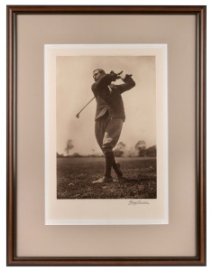 HARRY VARDON&nbsp;half-tone offset lithographic original image by George Beldam, published by the Swan Electric Engraving Company, circa 1905 and signed by Vardon in the lower margin at right; framed & glazed, overall 74 x 57cm.