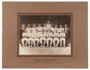"VICTORIAN TEAM - SEASON 1923-24, WINNERS OF THE SHEFFIELD SHIELD", large team photograph by Talma, Melbourne, mounted on printed backing card with printed details of the team, overall 48 x 60.5cm. The team, captained by Jack Ryder included Hartkopf, Gri