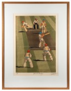 James Willebrant (1950- ):&nbsp;two colour etchings "Hook to the Boundary" [34/75, 89 x 69cm] and "A Confident Appeal" [1/75, 64 x 95cm], both editioned, signed, titled, and dated&nbsp;84' in the lower margin,&nbsp;both window mounted, framed & glazed. [2 items] - 2