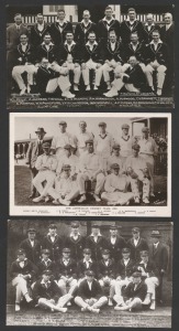 POSTCARDS: The Australian Cricket Team, 1921; published by Phillip G. Hunt & Co., London.; The Australian Cricket Team, 1926; published by T. Bolland., and The Australian Cricket Team, 1930; official photograph published by T. Bolland. All VF unused. (3).