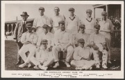 POSTCARDS: The Australian Cricket Team, 1921; published by Phillip G. Hunt & Co., London.;&nbsp;The Australian Cricket Team, 1926; published by T. Bolland., and&nbsp;The Australian Cricket Team, 1930; official photograph published by T. Bolland. All VF unused. (3). - 3