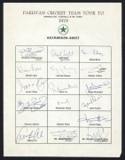 PAKISTAN: 1979 Tour to New Zealand, Australia & Sri Lanka: official team sheet with 16 signatures including Mushtaq Mohammad, Asif Iqbal, Imran Khan, Javed Miandad and Zaheer Abbas.