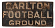 TRAMWAYS vintage metal double sided destination sign "ESSENDON FOOTBALL GROUND" and "CARLTON FOOTBALL GROUND", mid 20th century, ​​​​​​​28 x 56cm - 2