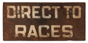 TRAMWAYS vintage metal double sided destination sign "CARLTON FOOTBALL GROUND" and "DIRECT TO RACES" mid 20th century, ​​​​​​​28 x 59cm - 2