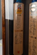 Two souvenir bats framed together, the first being No. 1716 of 2000&nbsp;created for the 1985 World Championship of Cricket with signatures from all seven teams, the second being No. 279 of 1800 created for the Benson & Hedges World Cup 1992 with signatures fr - 3