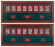 DENNIS LILLEE&nbsp;and JEFF THOMSON: Limited edition frame-by-frame presentations, each signed by the respective fast bowler and listing their career statistics; individually framed and glazed, each 44 x 105cm overall (2)