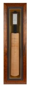 Richie Benaud signed Callen Australian Cricket Willow full-size bat attractively framed & glazed; accompanied by the receipt from a silent auction at which the bat was purchased. 104 x 29 x 10cm