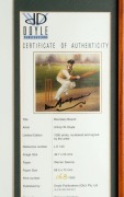 Don Bradman "Boundary Bound" limited edition (168 of 1500) print of Bradman at the wicket, signed by Bradman and the artist, d'Arcy Doyle, with COA; attractively framed & glazed. overall 89 x 97cm - 3