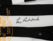 Lou Richards original signature on 50th Anniversary 1953 Collingwood Premiership replica jumper with embroidered details of the team and their positions; Lou Richards was Captain; with COA; framed & glazed; overall 94 x91cm - 2