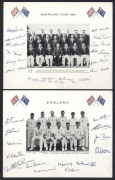1961 AUSTRALIAN TEAM ON TOUR: Official team sheet, fully signed by the 17 players and 2 officials in the touring party, with Benaud and Harvey leading a Test team which included Booth, Davidson, Grout, Lawry, McKenzie and Simpson. Accompanied by printed p - 3