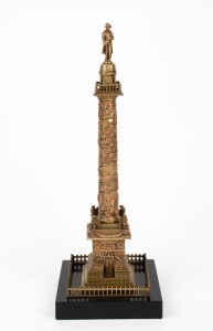 GRAND TOUR column of the Grande Armée, cast metal and black slate, 19th century, 31cm high