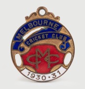 MELBOURNE CRICKET CLUB, membership fobs for 1930-31 and 1933-34, both made by C. Bentley. (2). - 2