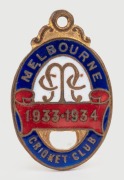 MELBOURNE CRICKET CLUB, membership fobs for 1930-31 and 1933-34, both made by C. Bentley. (2). - 3