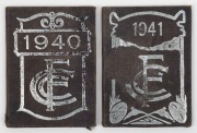 CARLTON: 1940 & 1941 membership season tickets (#236), blue/black buckram covers with silver club logos and text; the interior surfaces with printed details of the club leadership, the fixtures for the club and holes punched for each game attended (2). Ca