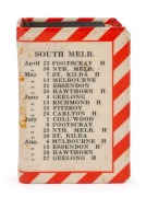 1938 SOUTH MELBOURNE weekly fixture matchbox holder produced for "Perfection Tobacco". Rare.